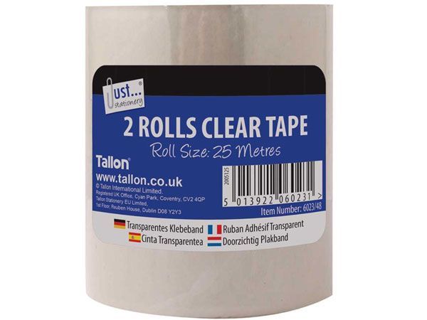 2 Roll  48mm x 25mtr Clear Tape / Parcel Tape