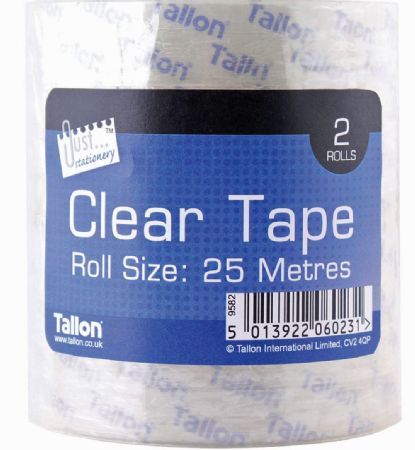 2 Roll  48mm x 25mtr Clear Tape / Parcel Tape
