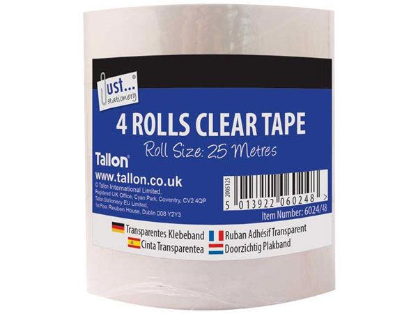 Just Stationery 4 Roll Clear Tape 