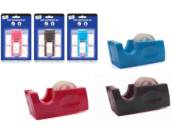Just Stationery Tape Dispenser Set - 3 Assorted Colours