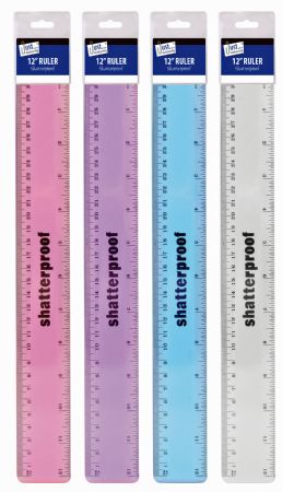 Just Stationery 12inch / 30cm Shatterproof Ruler, Assorted Picked At Random (ASS | 6072