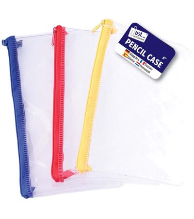 Just Stationery 8inch Clear Exam Pencil Case | 6192 IND