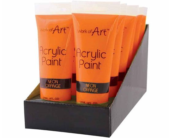 Work Of Art - 120ml Acrylic Paint, Neon Orange Paint