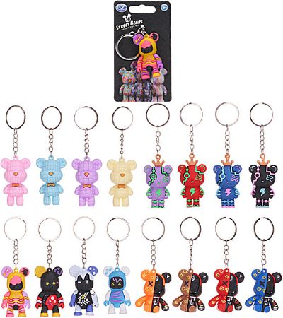 48x Assorted 3D Street Bears Key Chains