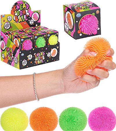 12x Hairy Neon Knead Squishy Doh Balls In Counter Display