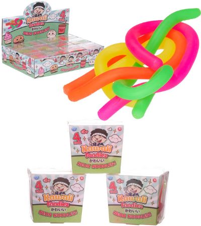 12x Kawaii Squishy Squeezy 4 Pack Foodies Neon Noodles