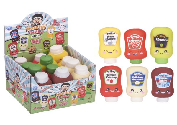 12x Kawaii Squishy Squeezy Sauce Bottles In Counter Display | 65877 WHL