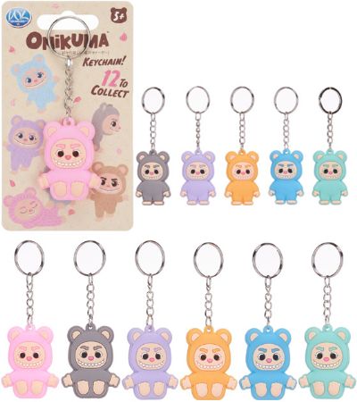 48x Assorted 2D Onikuma Key Chains, 2 Sided In Assorted Designs