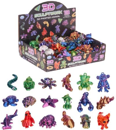 Display Of 72x Sculptworx 3D Printed Animals In Assorted Designs