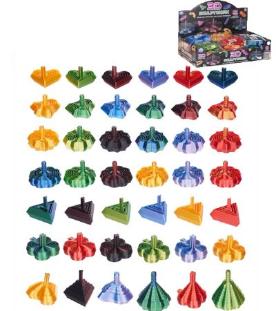 Display Of 72x Sculptworx 3D Printed Mini Fidget Twister In Assorted Designs