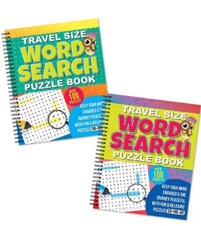 12x Travel Size Word Search Puzzle Book, Spiral Bound