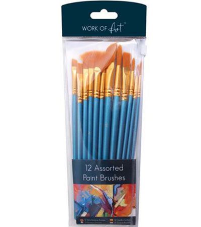 Work Of Art - 12 Assorted Artist Paint Brushes, Premium Quality