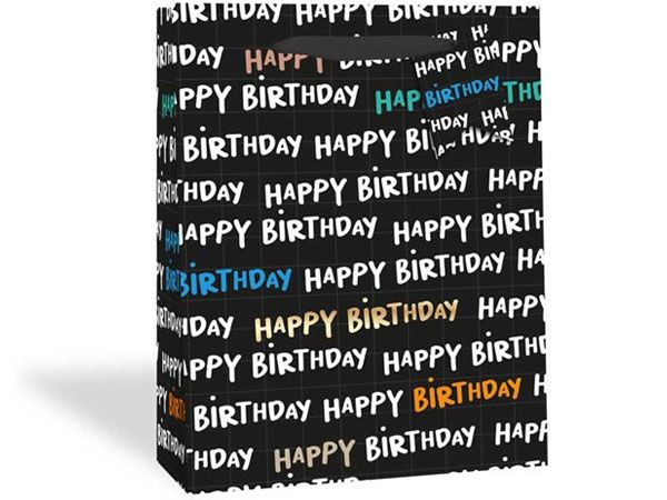 12x Medium Gift Bag - Happy Birthday Text Design