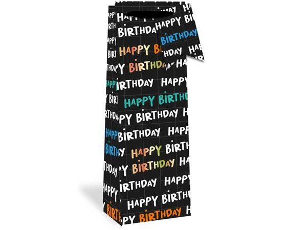 12x Bottle Gift Bag - Happy Birthday Text Design