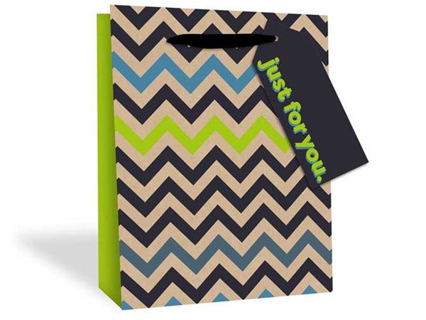 12x Medium Gift Bag - Zig Zag Design