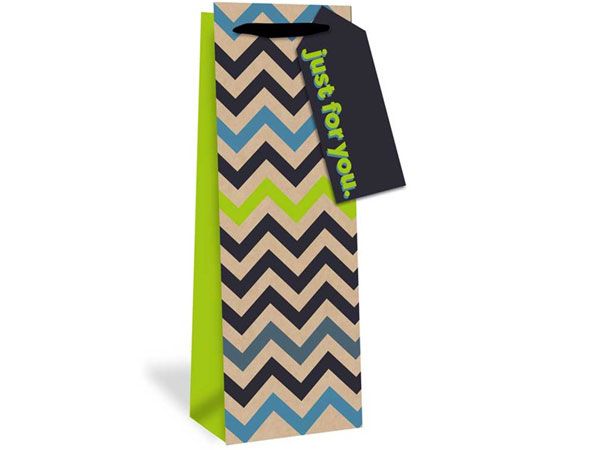 12x Bottle Gift Bag - Zig Zag Design