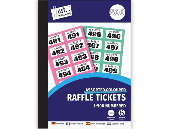 Just Stationery 1-500 Cloakroom & Raffle Tickets 