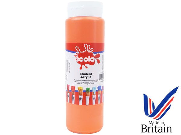 SCOLA - Student Acrylic 500ml Artists Paint - Orange... UK Produced