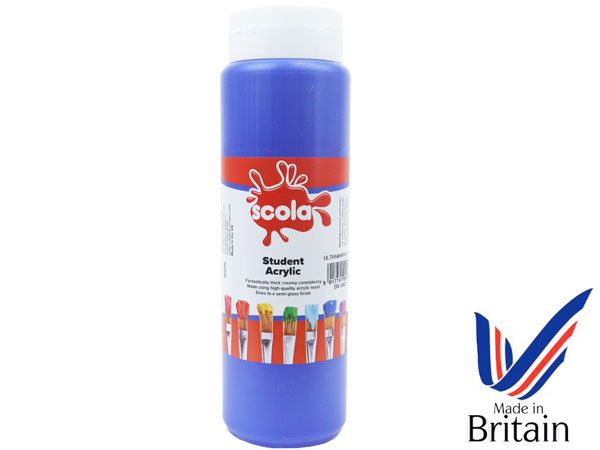 SCOLA - Acrylic 500ml Artists Paint - Ultramarine Blue... UK Produced