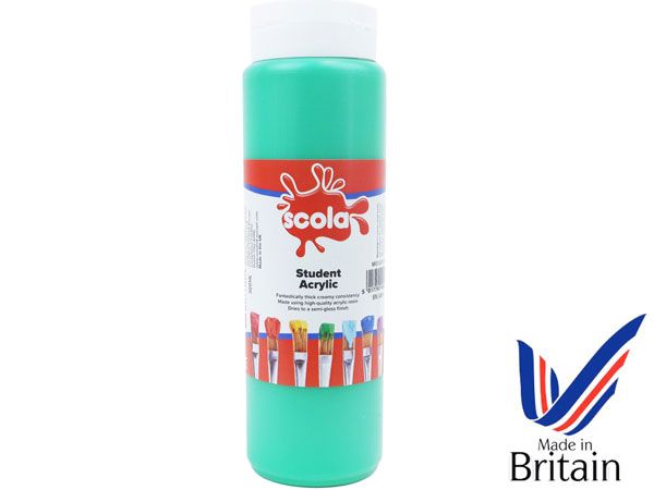 SCOLA - Acrylic 500ml Artists Paint - Mid Green... UK Produced