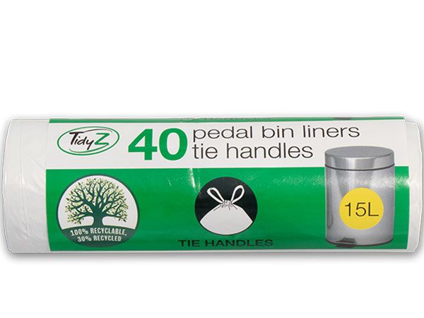TidyZ 40pk Pedal Bin Liners With Tie Handles
