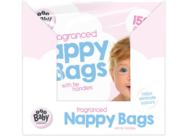 Baby Essentials 150pk Fragranced Nappy Bags With Tie Handles