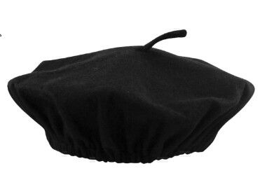 Black French Beret Hat, Adult Size