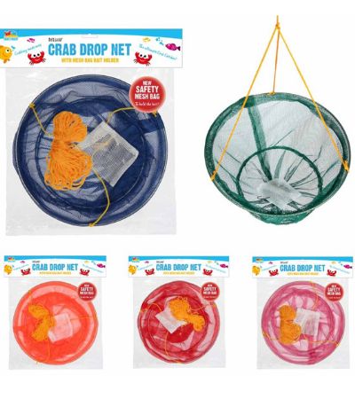 Crazy Coast 2 Ring Crab Drop Net With Mesh Bag Bait Holder...Assorted Picked At 