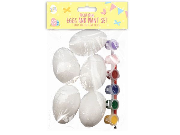 Happy Easter Polystyrene Eggs & Paint Set