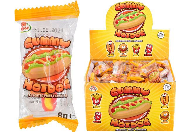 150x Gummy Hotdogs In Assorted Fruit Flavours