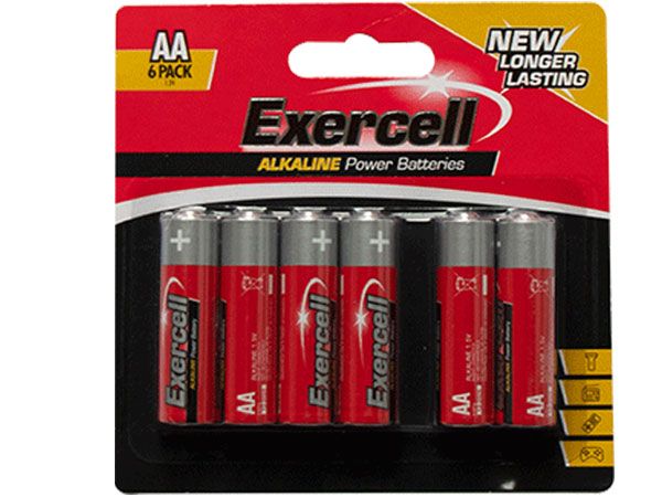 Exercell Alkaline AA Batteries - 6 Pack