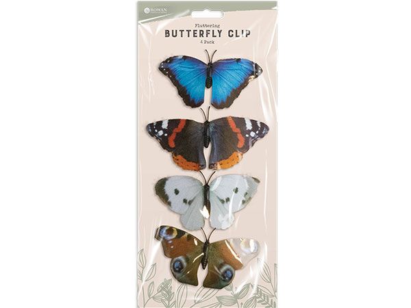 Rowan Fluttering Butterfly Clip Decoration, 4 pack