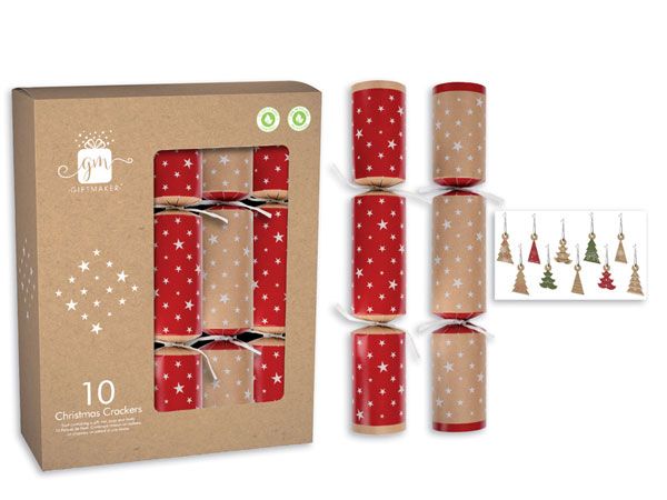 Giftmaker 10x Kraft Design 12inch Christmas Crackers