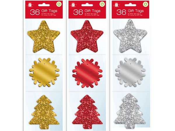 Giftmaker 36pk Glitter And Foil Gift Tags, Assorted Picked At Random