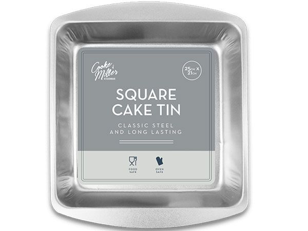 Cooke & Miller Classic Steel Square Cake Tin - 25cm x 21cm