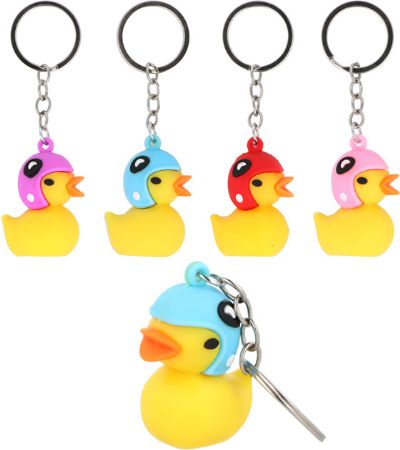 60x Yellow Duck With Helmet Keychains