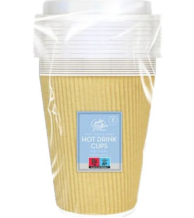 Cooke & Miller 8 Pack 12oz/340ml Ripple Disposable Cups With Lids | KIT11794