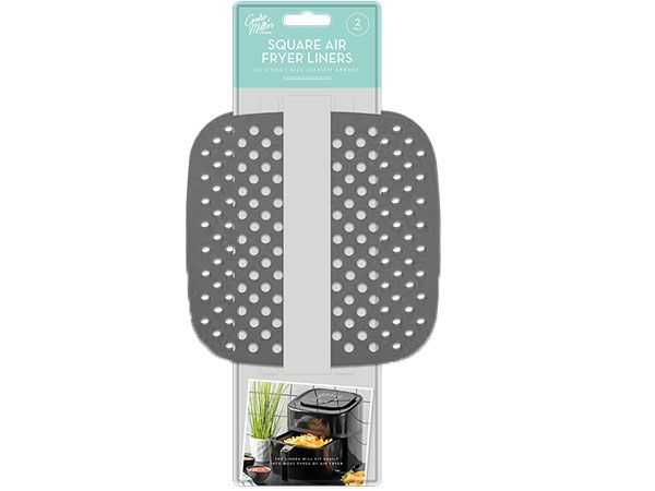 Cooke & Miller - Air Fryer Square Silicone Liner, 2 Pack 21x21cm