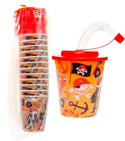 Wholesale Kids Plastic Cups With Straw | Pirate