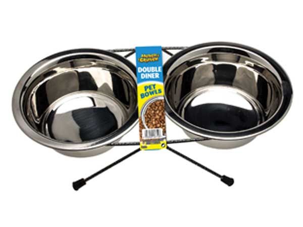 Munch And Crunch - Stainless Steel Double Diner Dog Bowl, by 151 Products