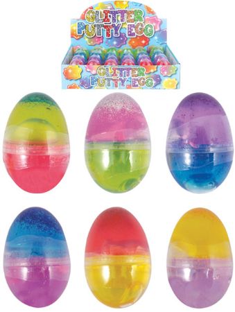 24x 2 Tone Glitter Amoeba Putty Eggs