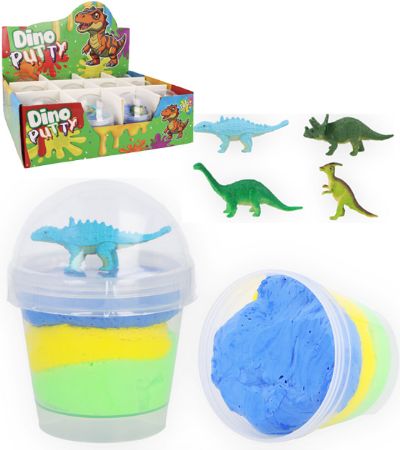 12x 3-Tone Bouncing Putty Tub With Dinosaur