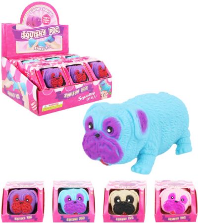 12x Stretchy Pug Dog Squeeze Toy