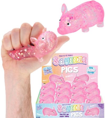 12x Sparkly Pig Squeeze Toy With Sugar Filling