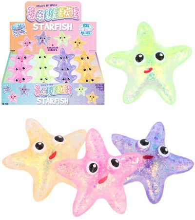 12x Sparkly Starfish Squeeze Toy With Sugar Filling