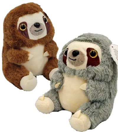 17cm Sitting Sloth Push Soft Toy...Assorted Colours Picked At Random | NP0438A