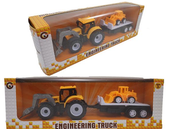 23cm Construction Truck With Trailer & Digger