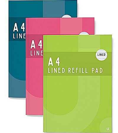 12x A4 Refill Pads In Assorted Colours, by U. Stationery | P1100