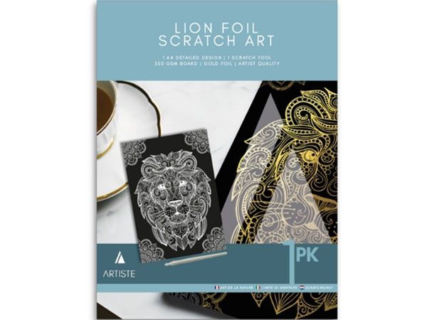 Artiste A4 Advanced Scratch Art - Lion Gold Foil