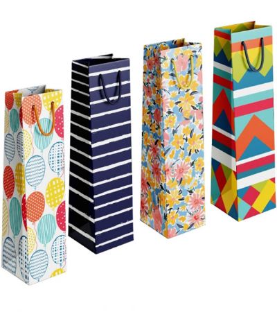 12x Bottle Gift Bag - Assorted Colourful Patterns